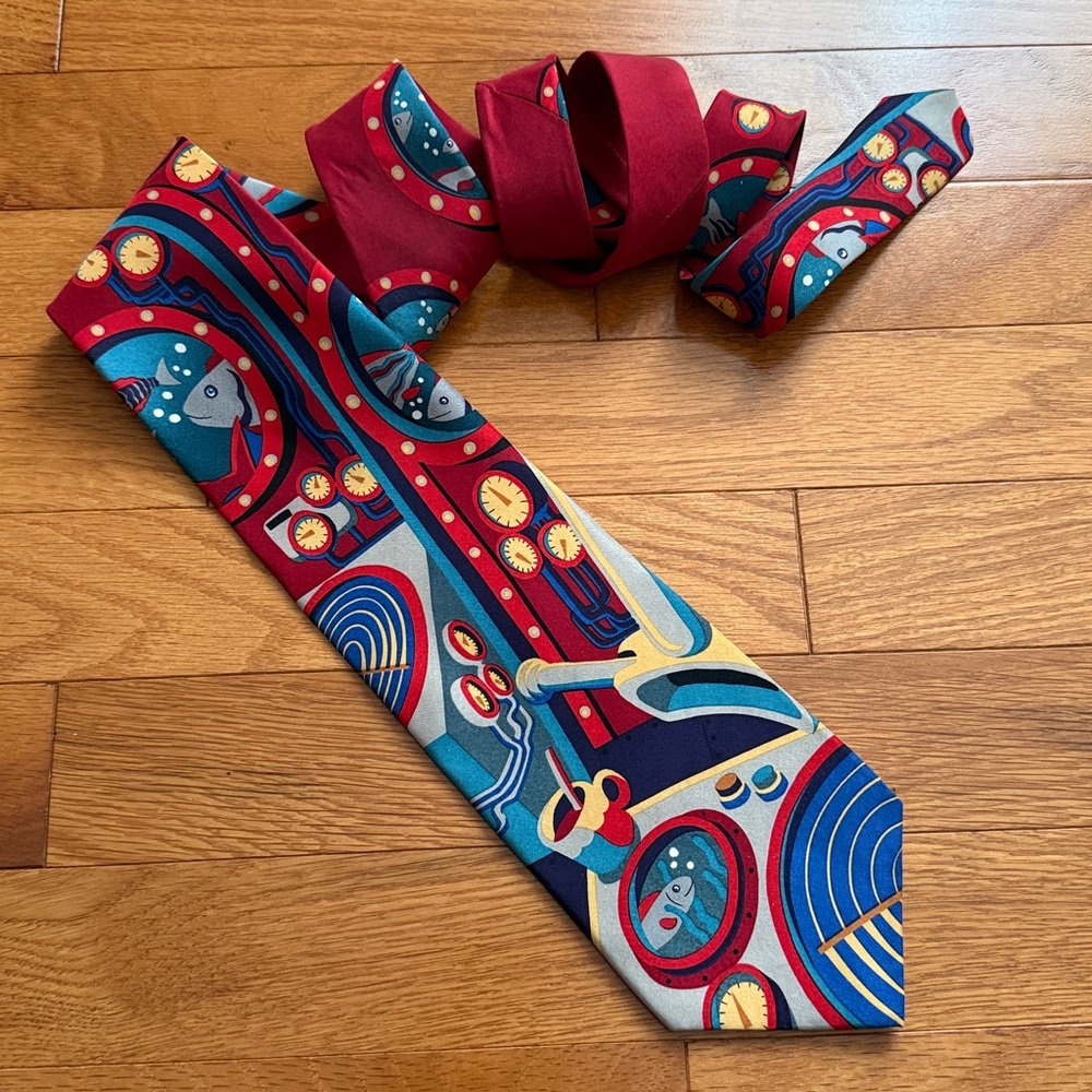 Men’s VINTAGE 100% Silk BEATLES 1991 Yellow Submarine Colorful Abstract Tie